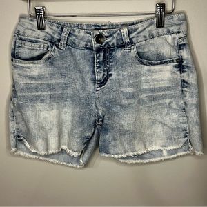 #145 g21 Acid Wash Denim Shorts with Raw Hem